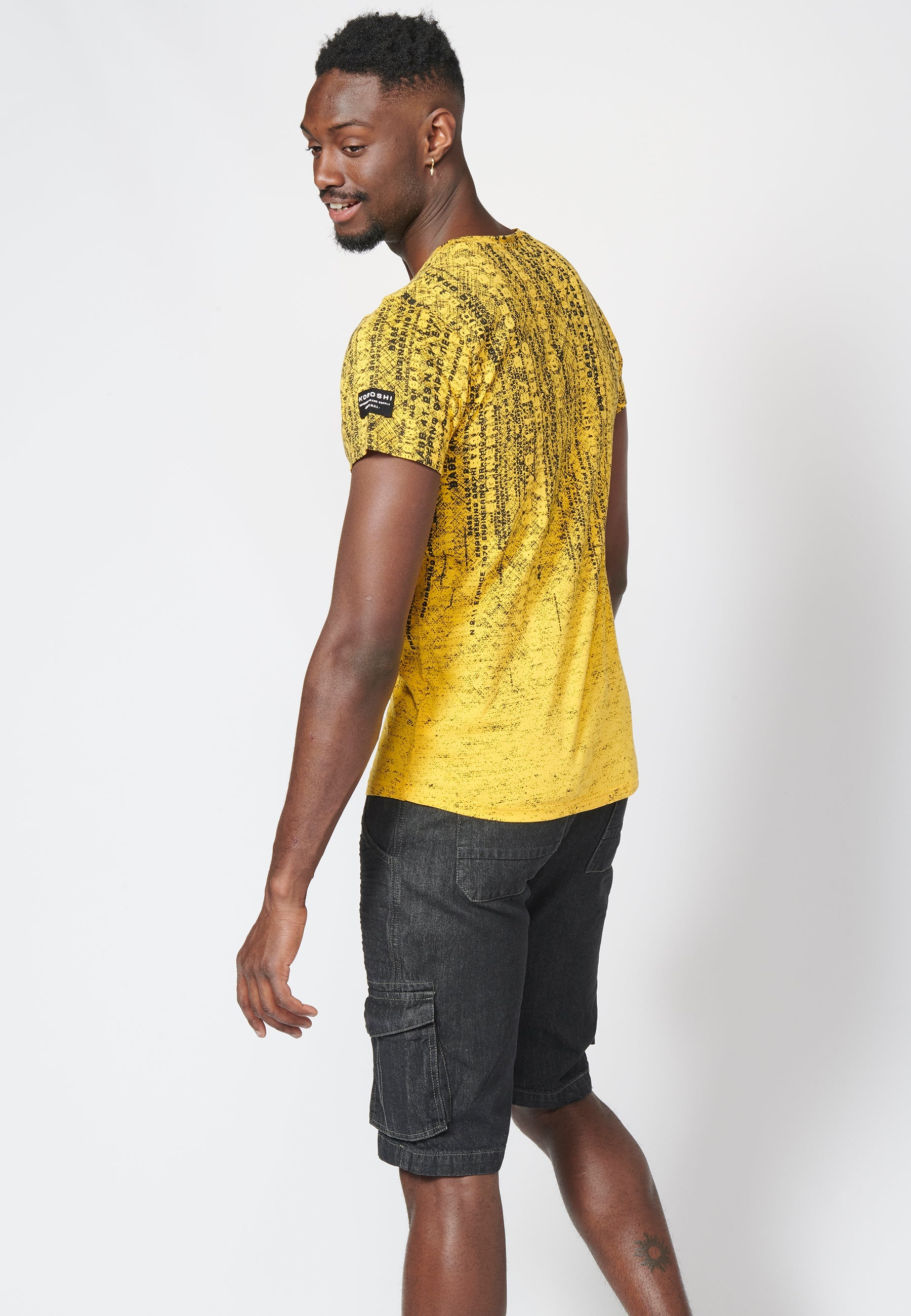 Camiseta Hombre Manga Corta Estampado Degradado Algodón – Koroshi 2211MC11