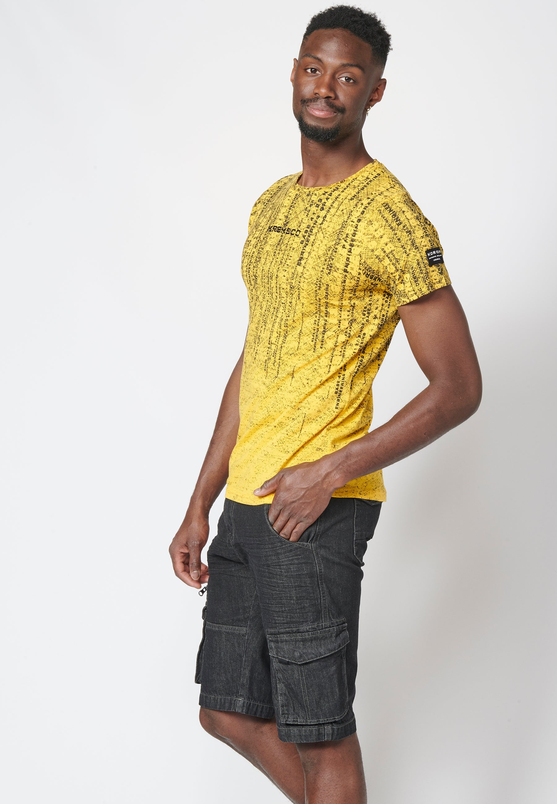 Camiseta Hombre Manga Corta Estampado Degradado Algodón – Koroshi 2211MC11