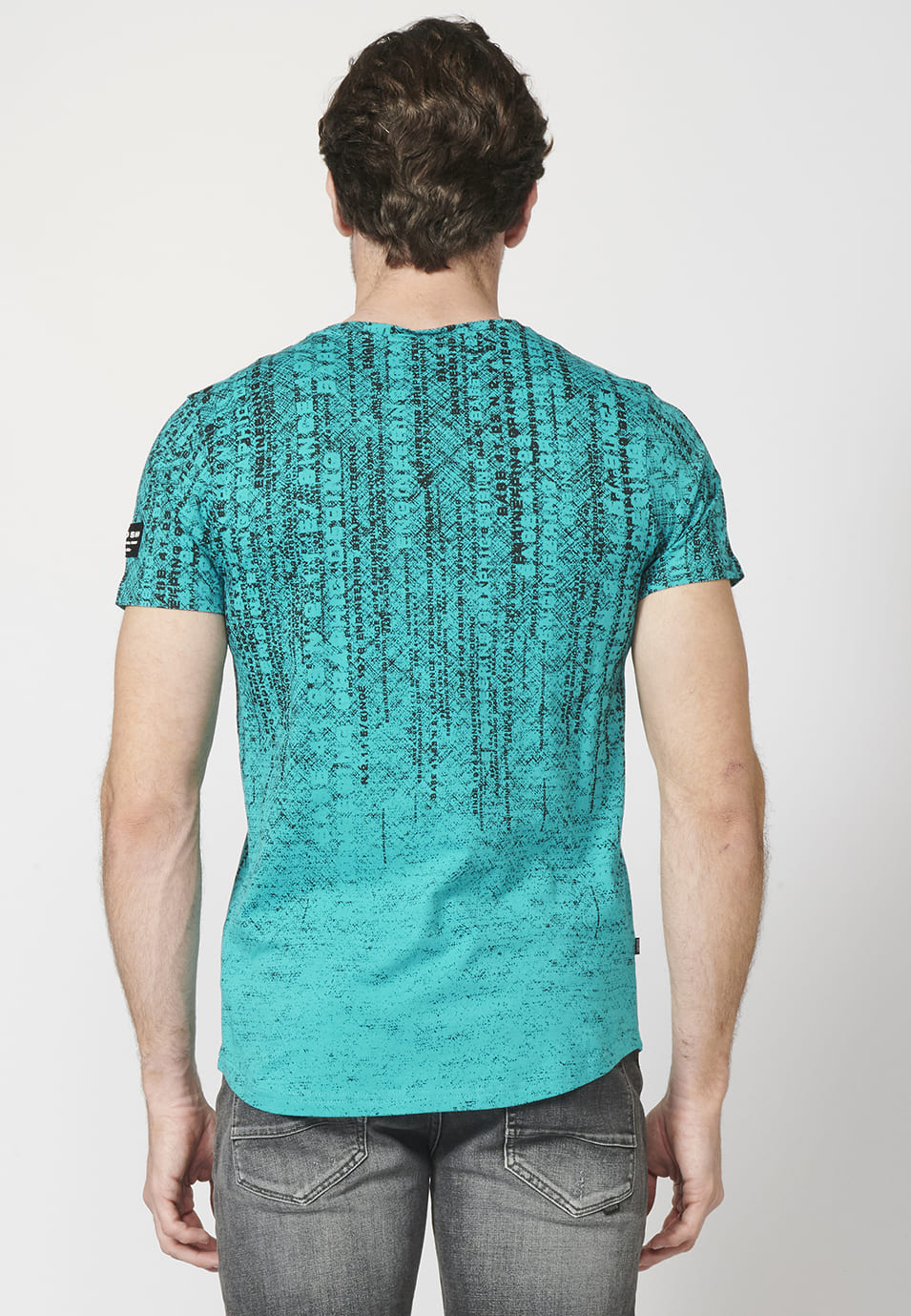 Camiseta Hombre Manga Corta Estampado Degradado Algodón – Koroshi 2211MC11