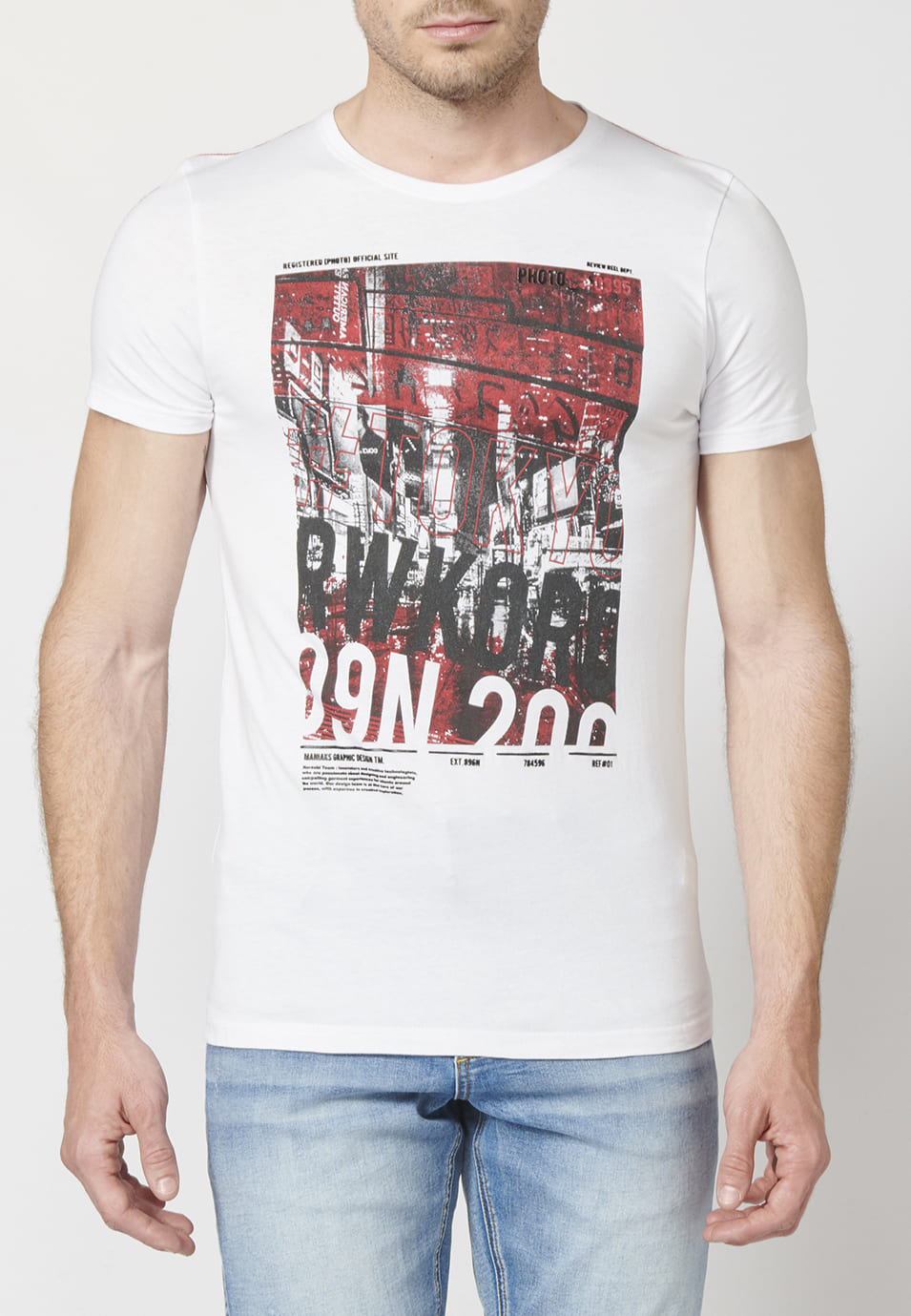 Camiseta Hombre Manga Corta Estampado Delantero Algodón – Koroshi 2211MC12