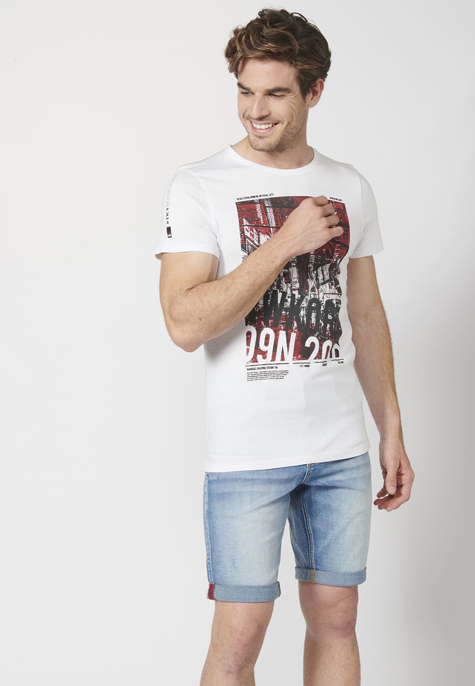 Camiseta Hombre Manga Corta Estampado Delantero Algodón – Koroshi 2211MC12