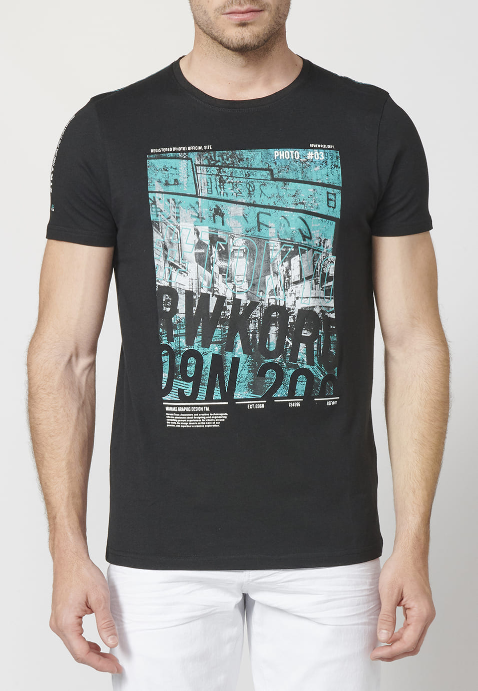 Camiseta Hombre Manga Corta Estampado Delantero Algodón – Koroshi 2211MC12