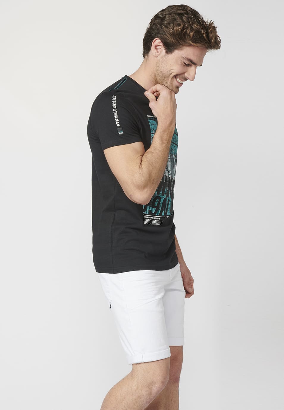Camiseta Hombre Manga Corta Estampado Delantero Algodón – Koroshi 2211MC12
