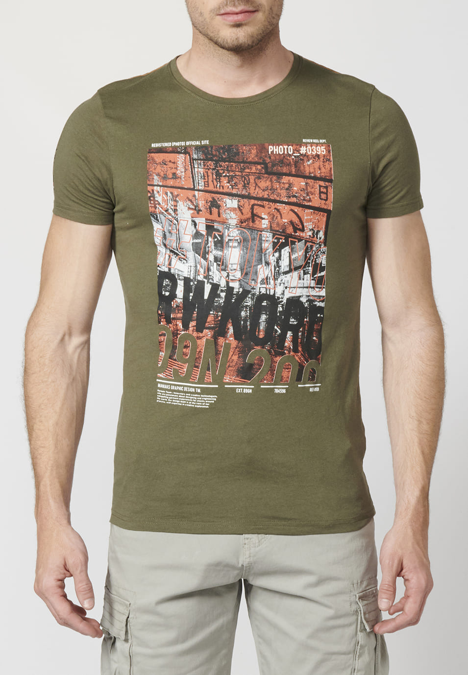 Camiseta Hombre Manga Corta Estampado Delantero Algodón – Koroshi 2211MC12