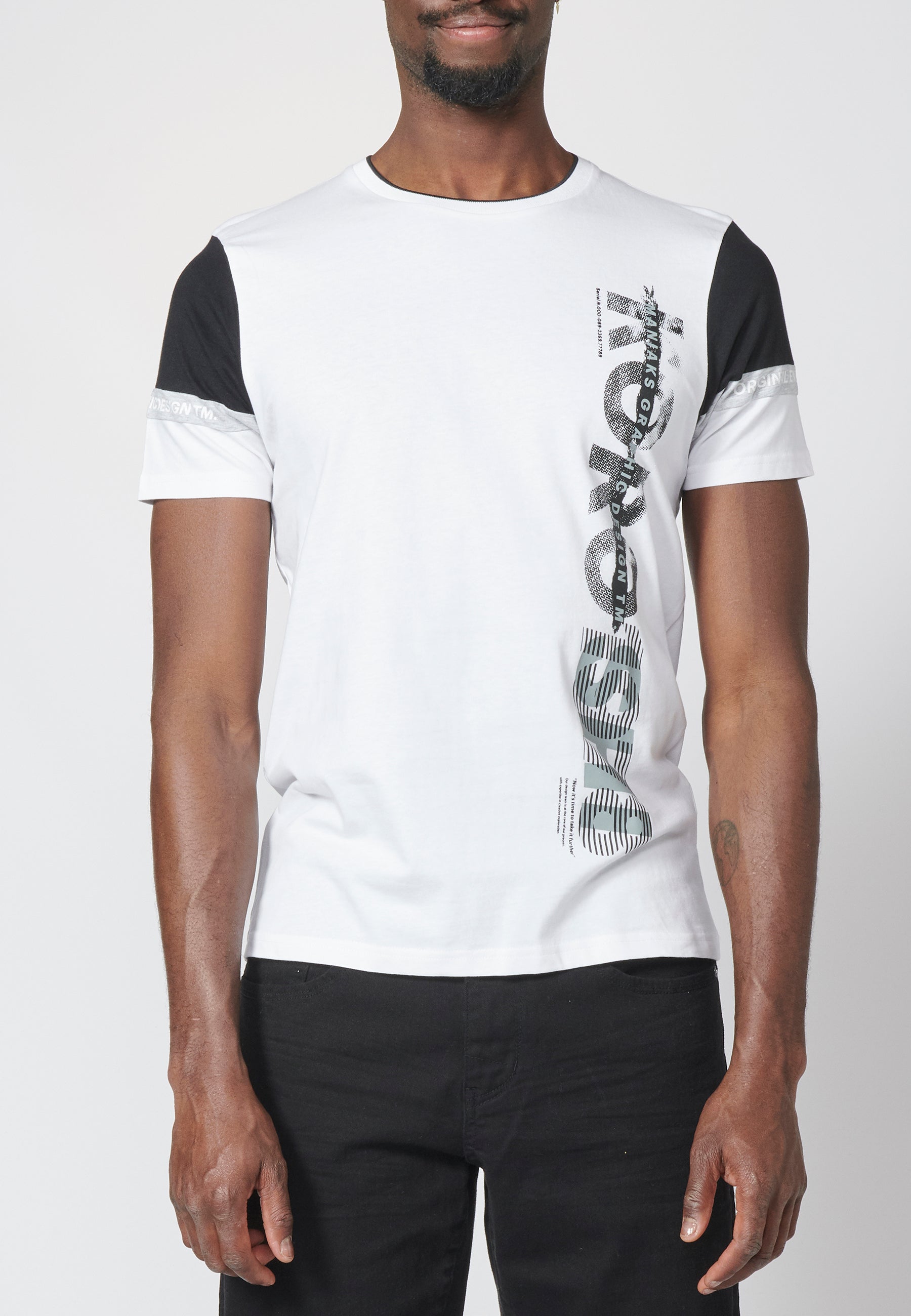 Camiseta Hombre Manga Corta Combinada Logo Lateral – Koroshi 2211MC21