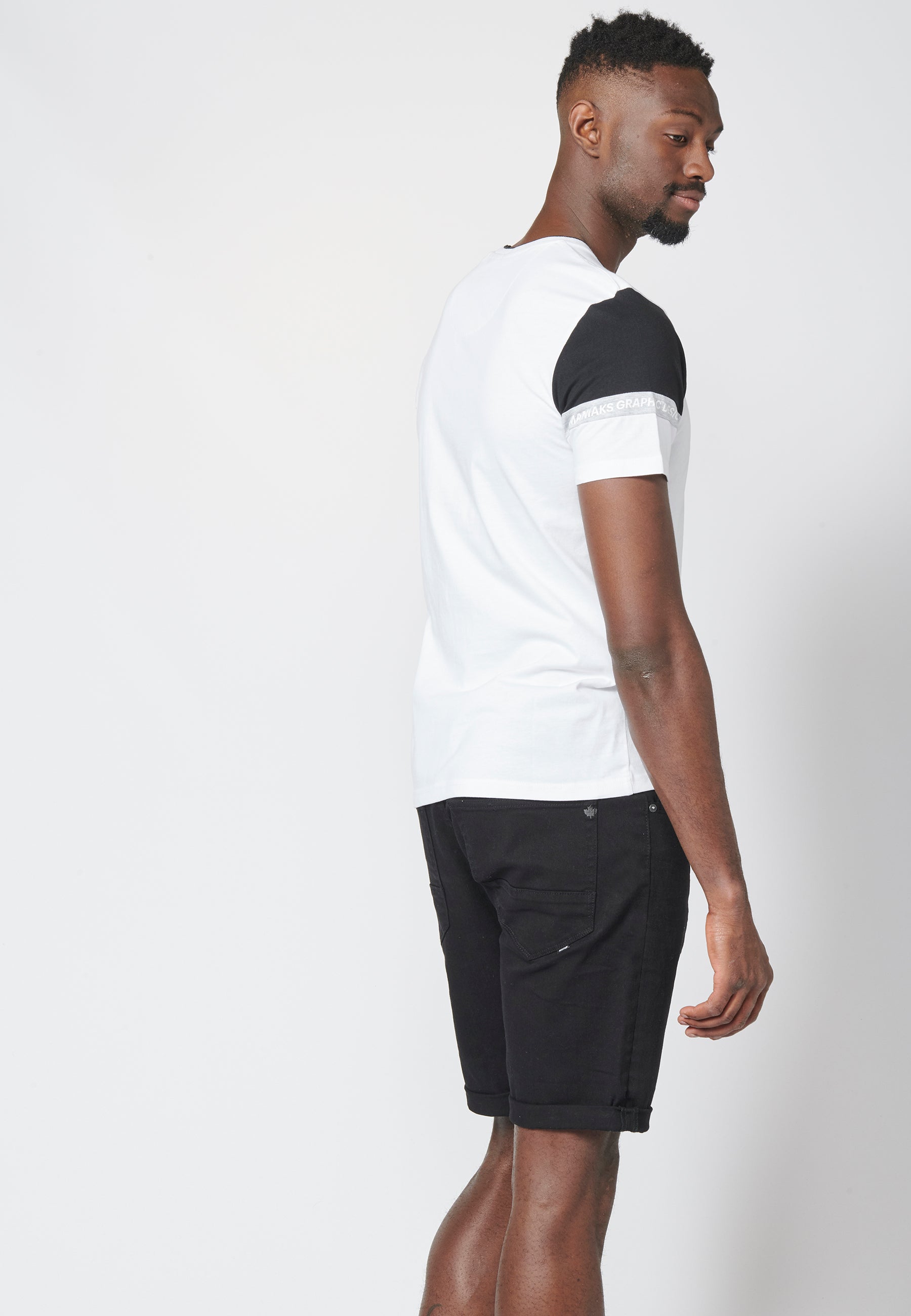 Camiseta Hombre Manga Corta Combinada Logo Lateral – Koroshi 2211MC21