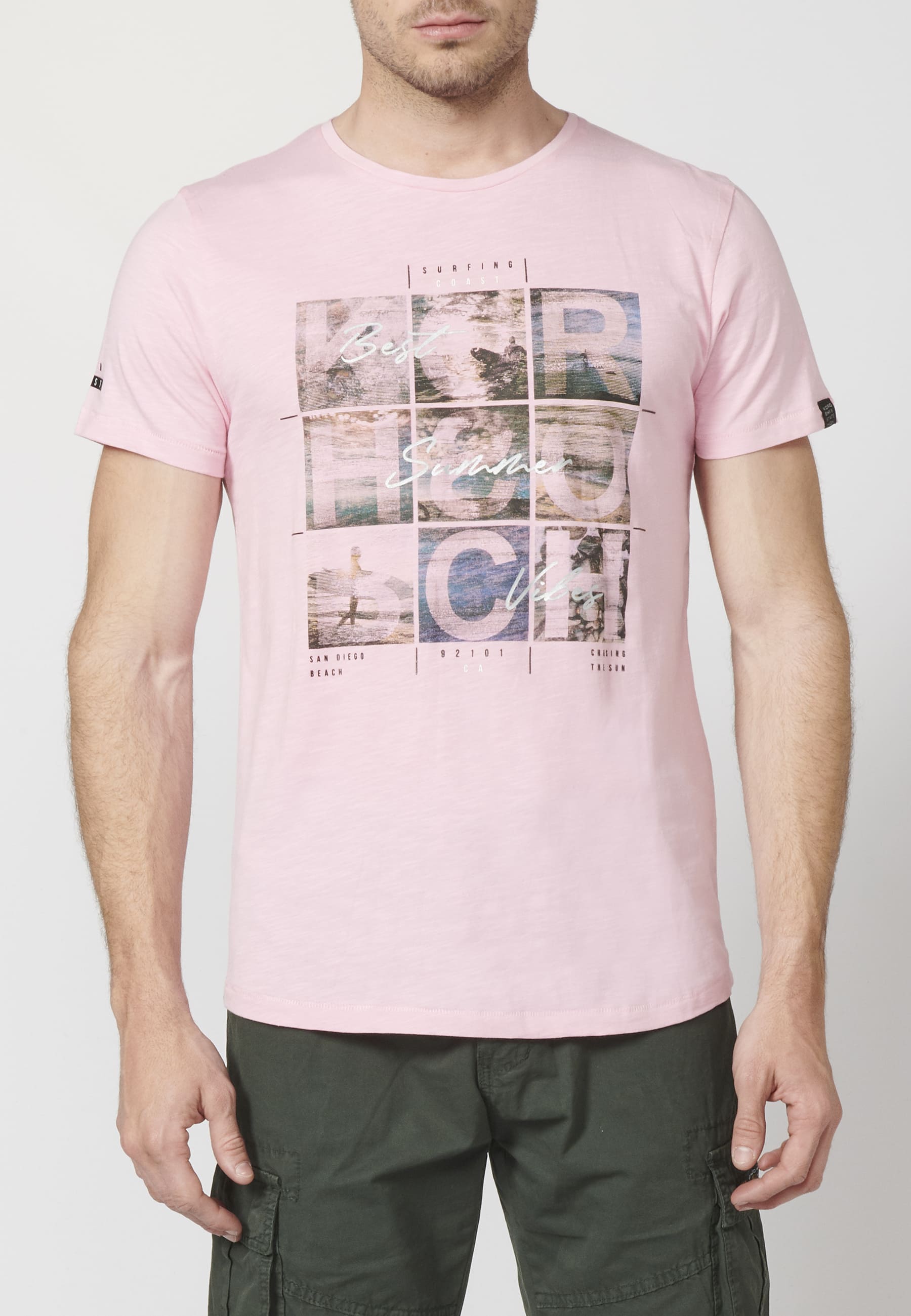 Camiseta Manga Corta Hombre Estampado Surfero 100% Algodón – Koroshi 2211MC28