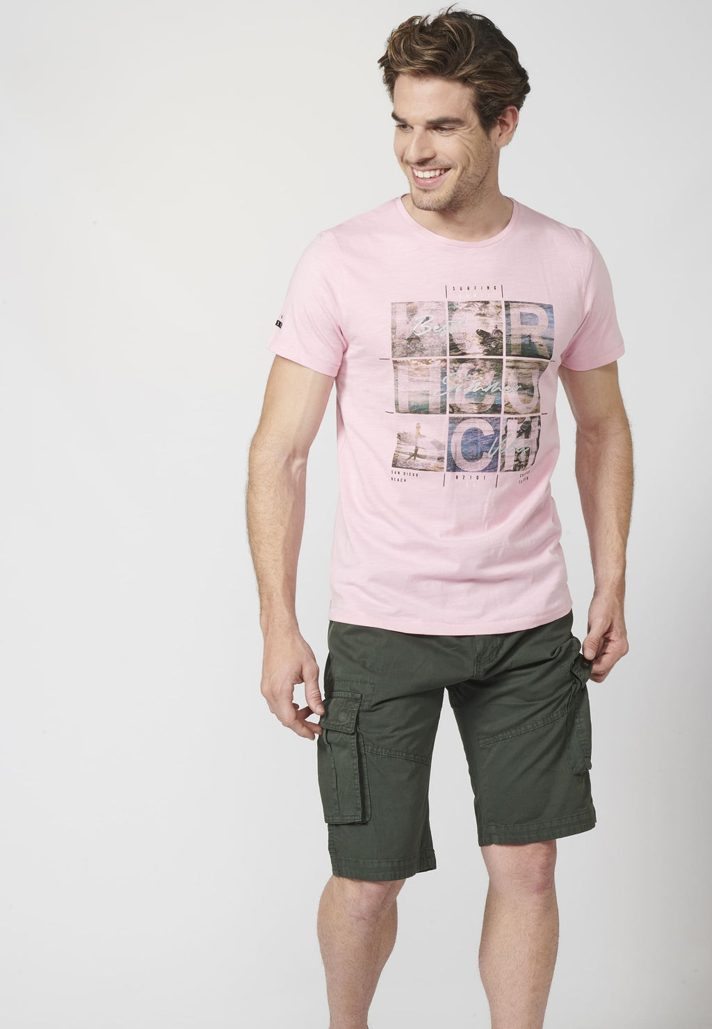 Camiseta Manga Corta Hombre Estampado Surfero 100% Algodón – Koroshi 2211MC28