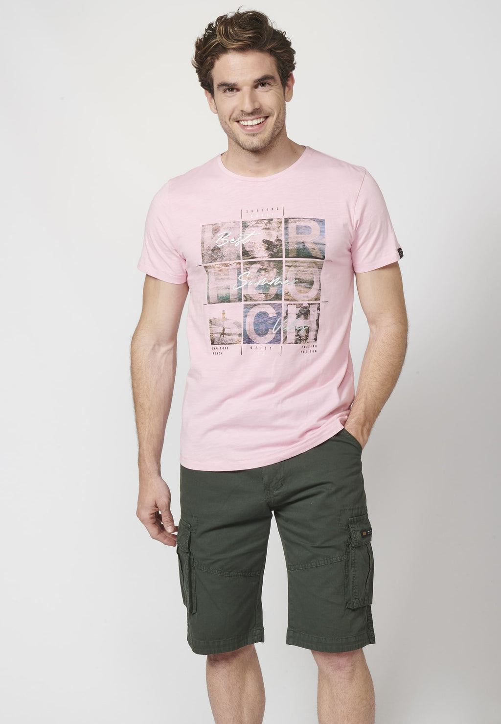 Camiseta Manga Corta Hombre Estampado Surfero 100% Algodón – Koroshi 2211MC28