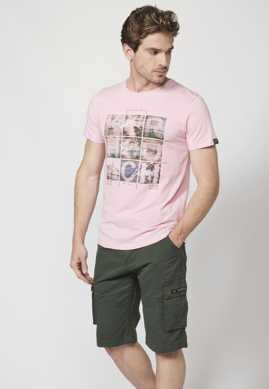 Camiseta Manga Corta Hombre Estampado Surfero 100% Algodón – Koroshi 2211MC28