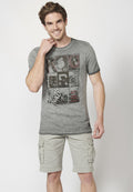 Camiseta Manga Corta Hombre Efecto Gastado Estampado – Koroshi 2211MC29