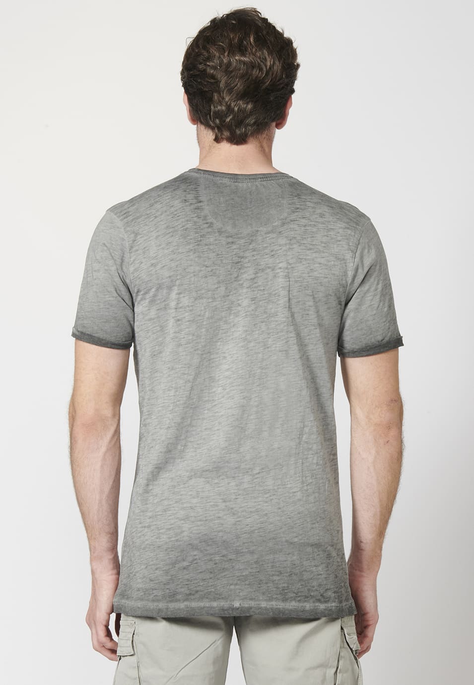 Camiseta Manga Corta Hombre Efecto Gastado Estampado – Koroshi 2211MC29