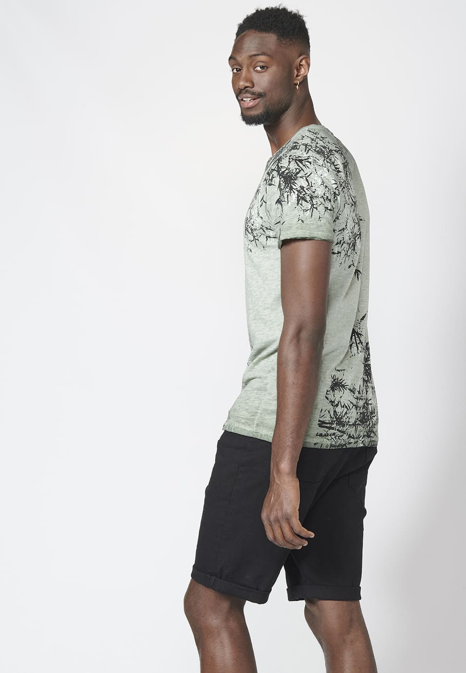 Camiseta Manga Corta Hombre Bolsillo y Estampado – Koroshi 2211MC31