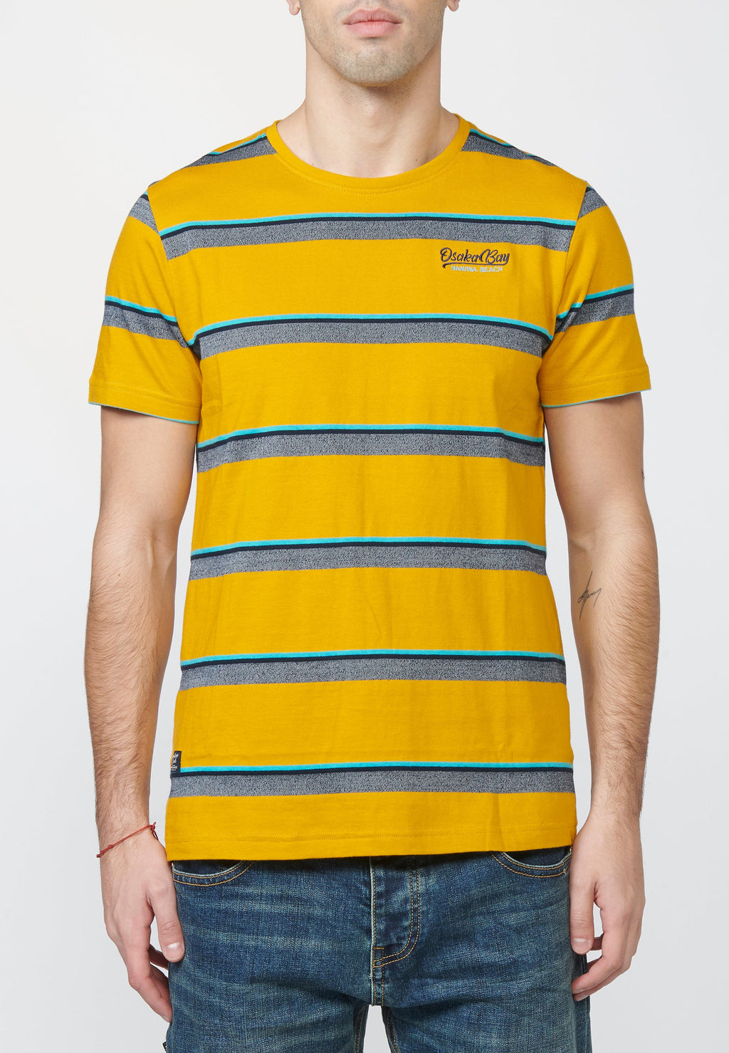 Camiseta Manga Corta Hombre a Rayas Punto Jaspeado – Koroshi 2211MC35