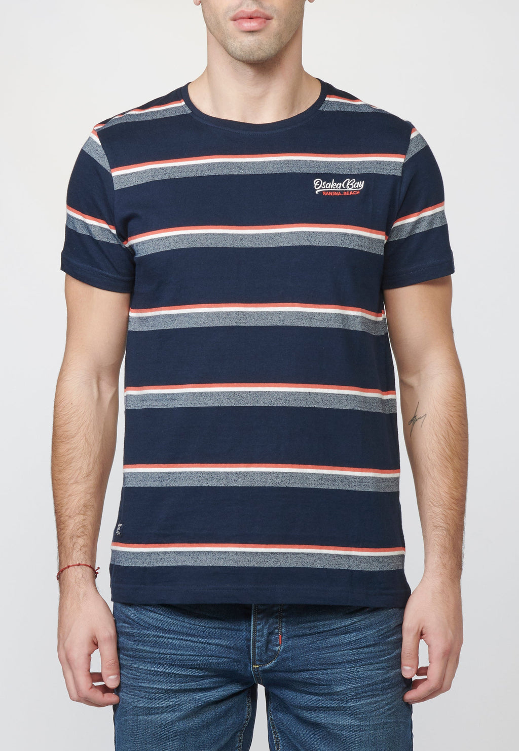 Camiseta Manga Corta Hombre a Rayas Punto Jaspeado – Koroshi 2211MC35