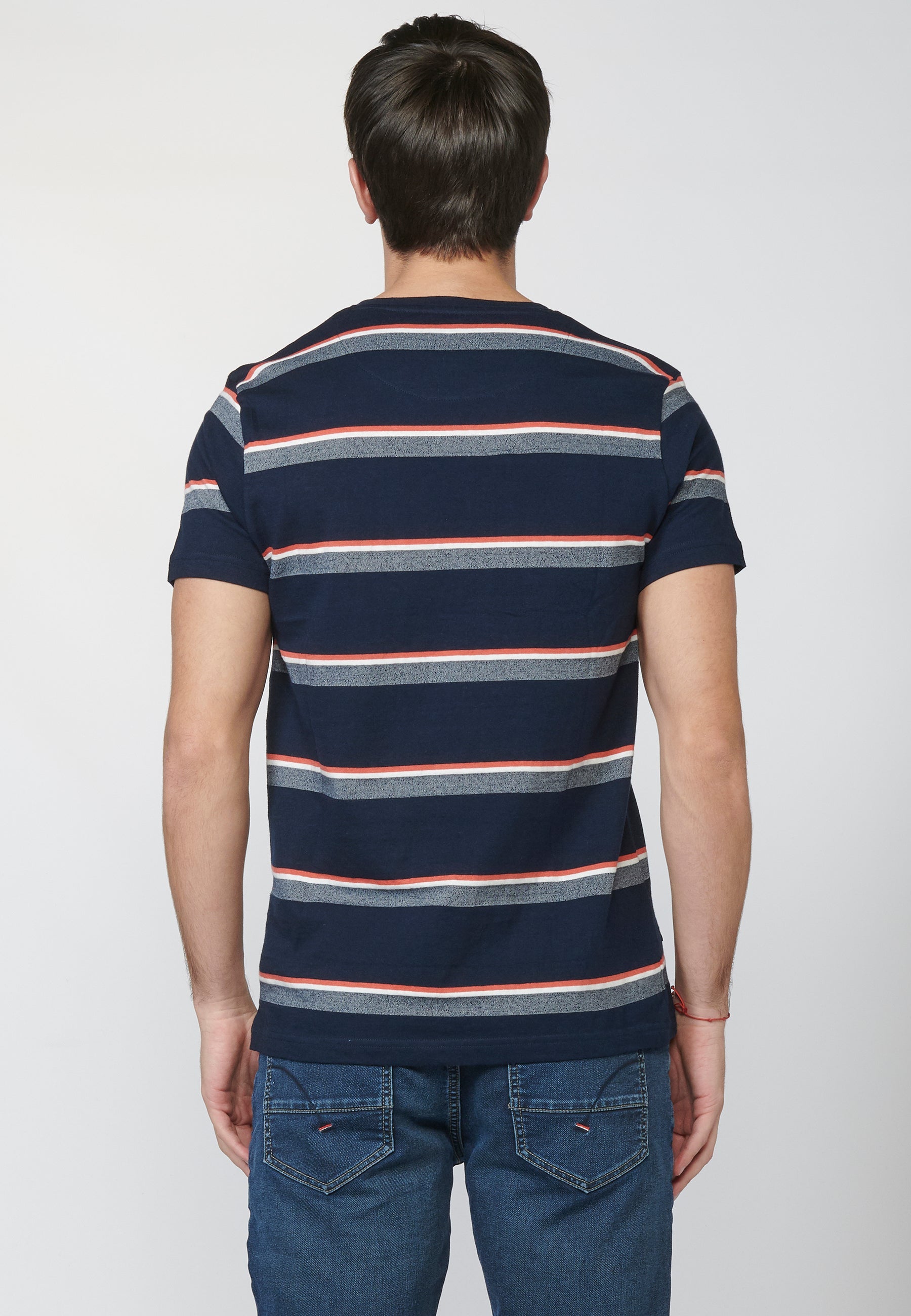 Camiseta Manga Corta Hombre a Rayas Punto Jaspeado – Koroshi 2211MC35