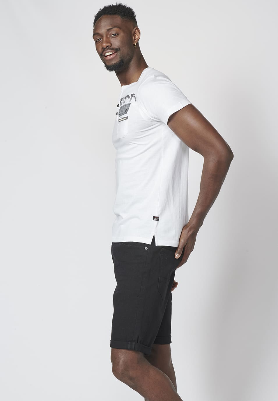 Camiseta Manga Corta Hombre Cuello con Tapeta y Botones – Koroshi 2211MC36