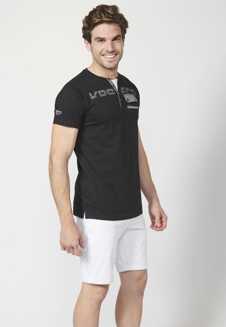 Camiseta Manga Corta Hombre Cuello con Tapeta y Botones – Koroshi 2211MC36