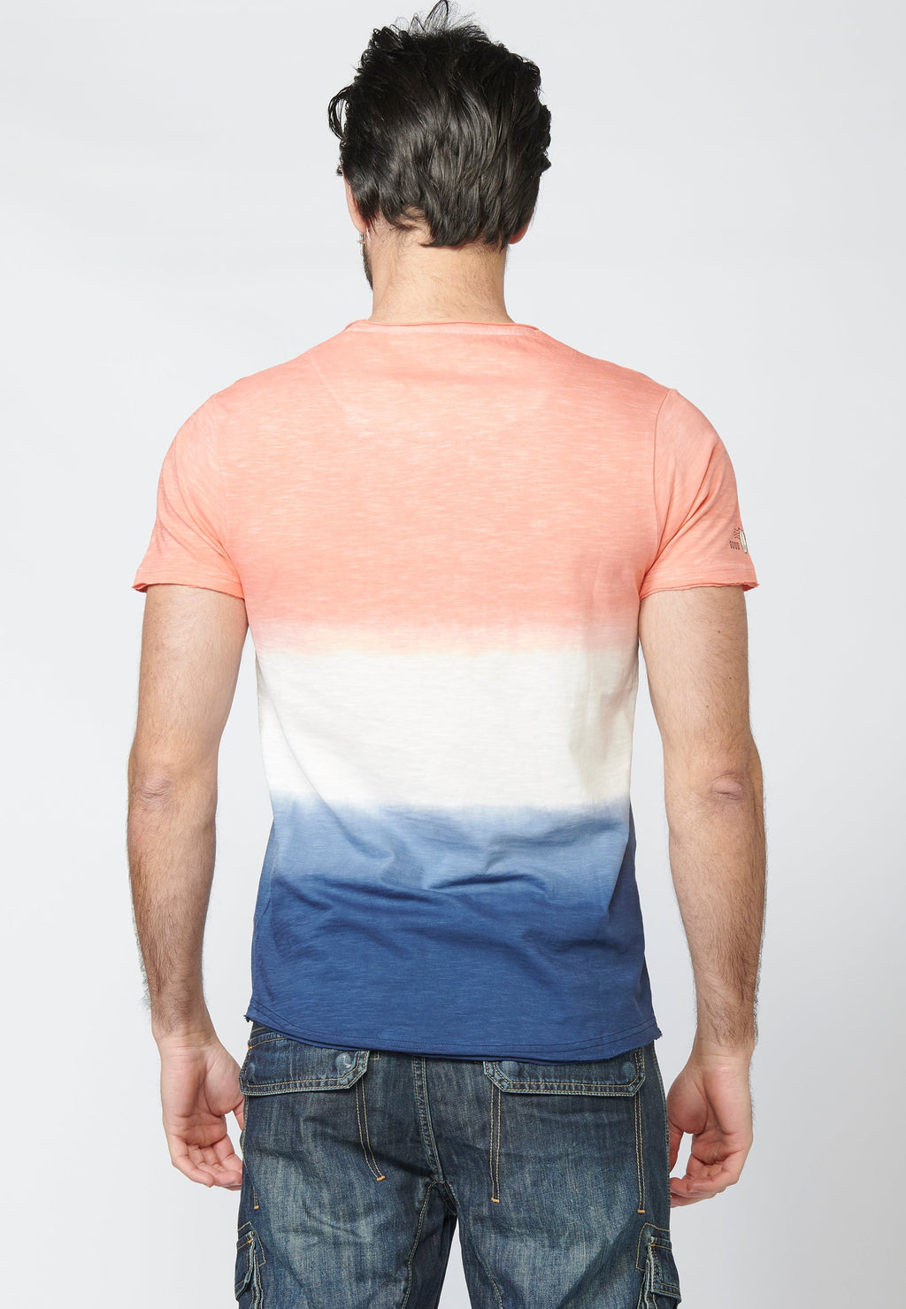 Camiseta Manga Corta Hombre Dip Dye con Rayas en Pecho – Koroshi 2211MC37