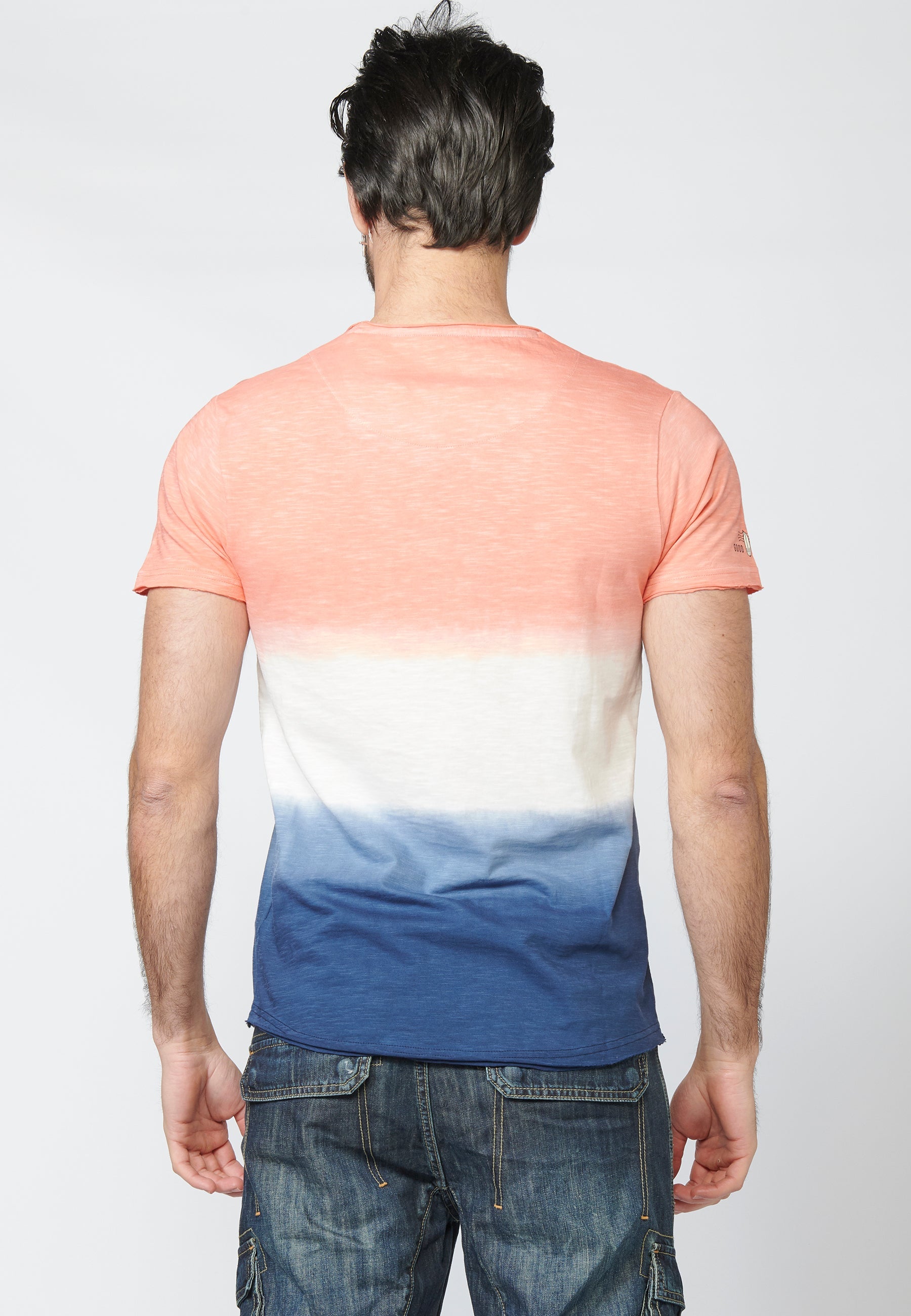 Camiseta Manga Corta Hombre Dip Dye con Rayas en Pecho – Koroshi 2211MC37