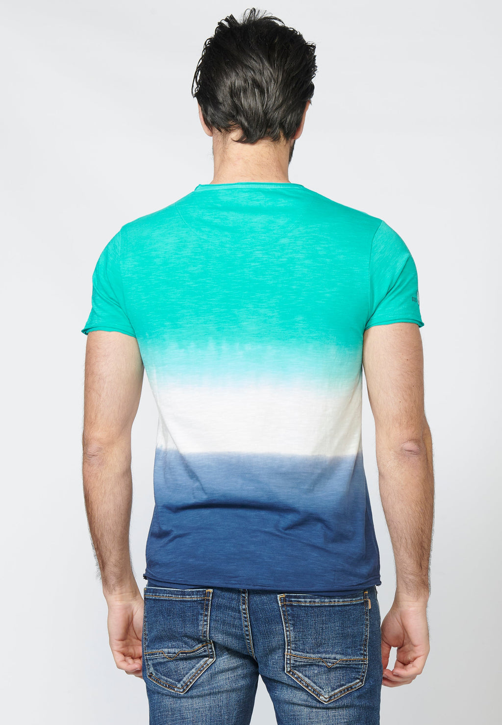 Camiseta Manga Corta Hombre Dip Dye con Rayas en Pecho – Koroshi 2211MC37