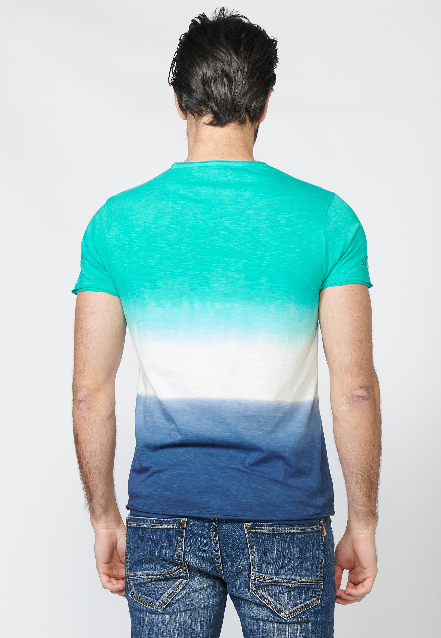 Camiseta Manga Corta Hombre Dip Dye con Rayas en Pecho – Koroshi 2211MC37