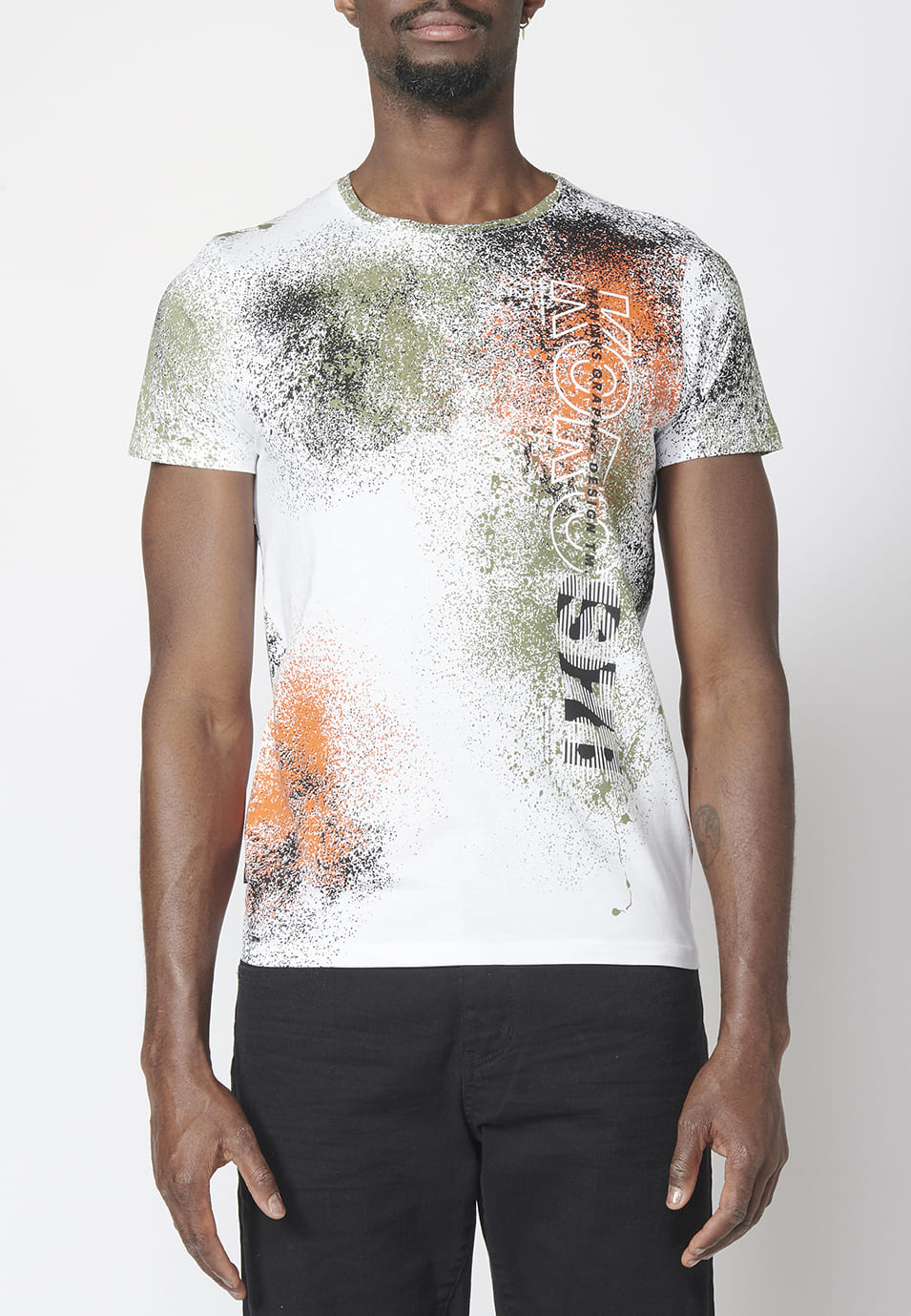 Camiseta Manga Corta Hombre Estampado Salpicaduras – Koroshi 2211MC39