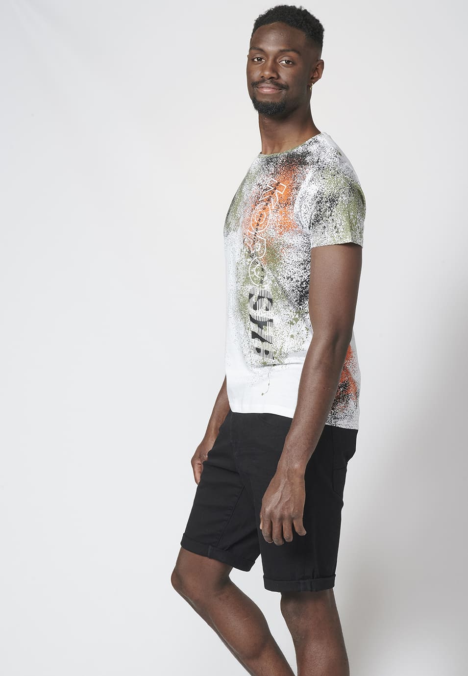 Camiseta Manga Corta Hombre Estampado Salpicaduras – Koroshi 2211MC39