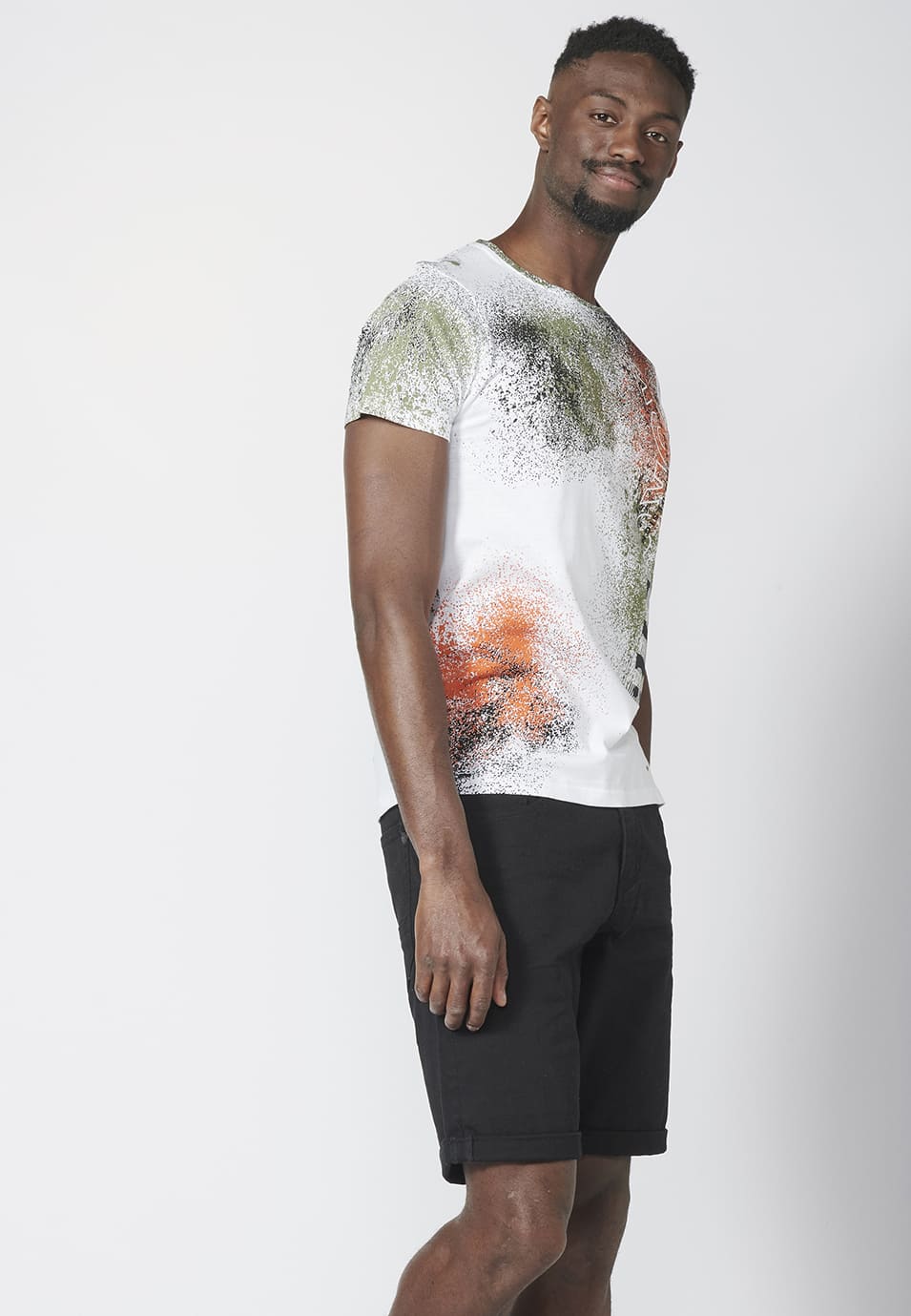 Camiseta Manga Corta Hombre Estampado Salpicaduras – Koroshi 2211MC39