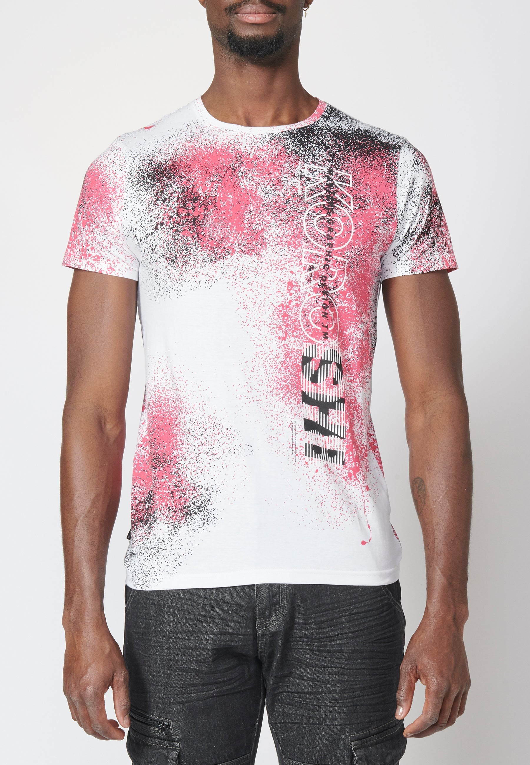 Camiseta Manga Corta Hombre Estampado Salpicaduras – Koroshi 2211MC39