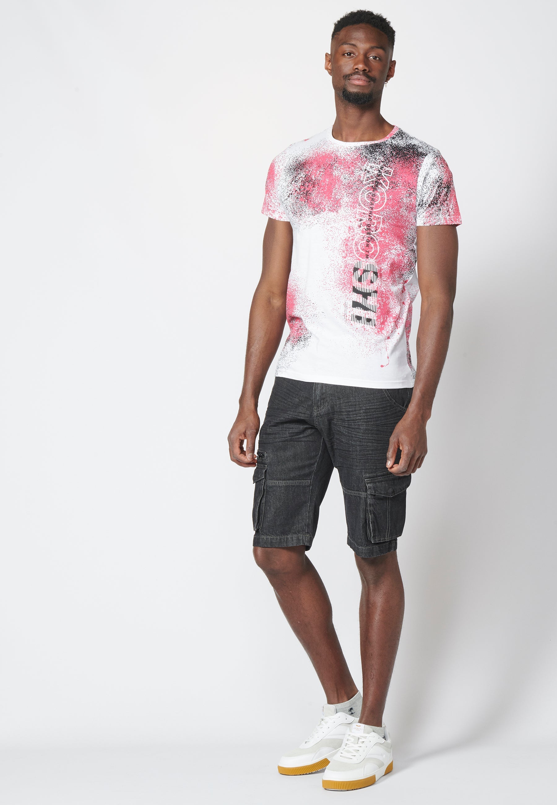 Camiseta Manga Corta Hombre Estampado Salpicaduras – Koroshi 2211MC39