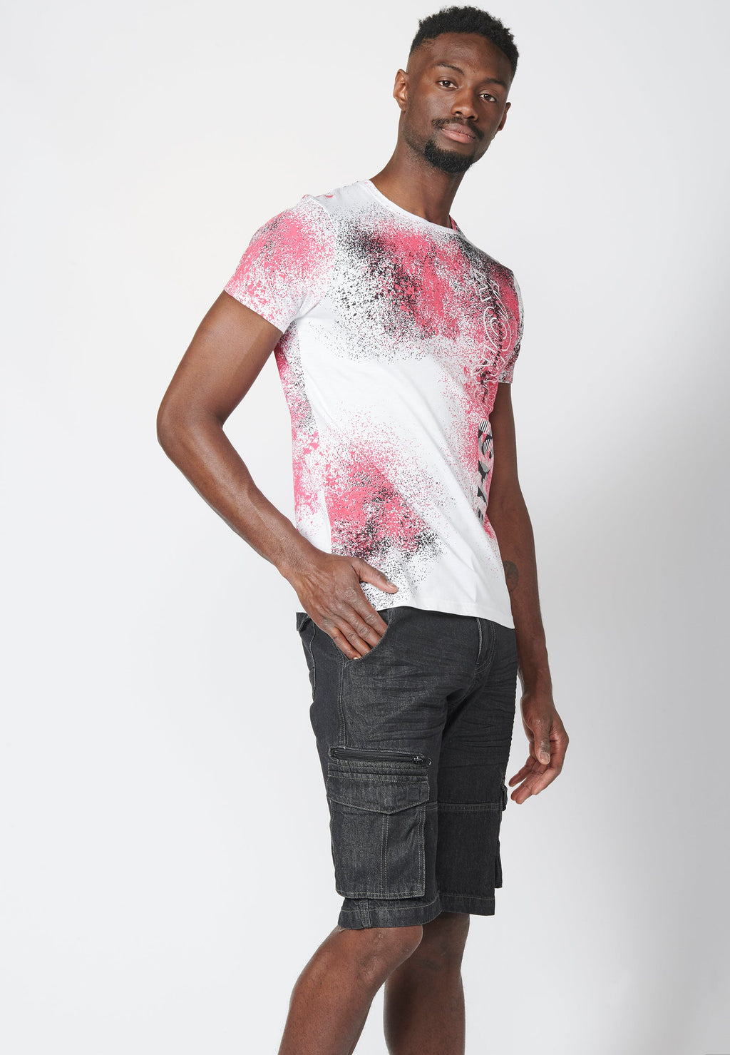 Camiseta Manga Corta Hombre Estampado Salpicaduras – Koroshi 2211MC39