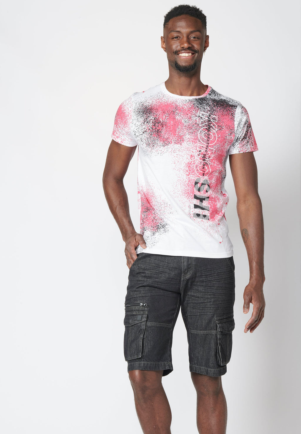 Camiseta Manga Corta Hombre Estampado Salpicaduras – Koroshi 2211MC39