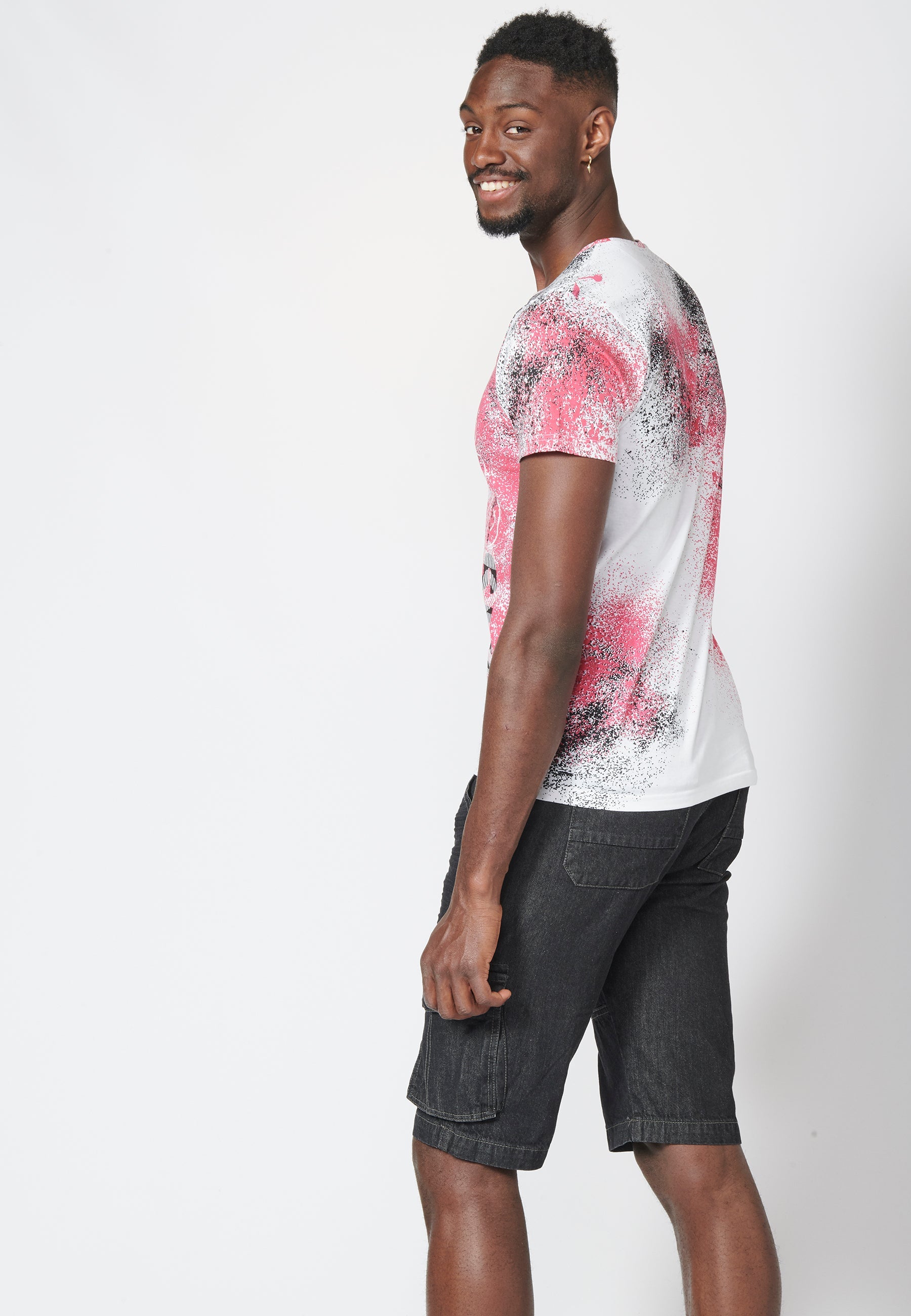 Camiseta Manga Corta Hombre Estampado Salpicaduras – Koroshi 2211MC39