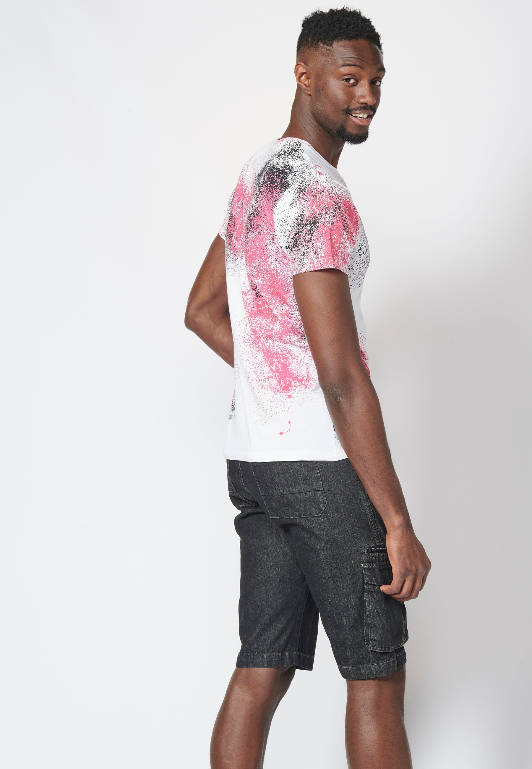 Camiseta Manga Corta Hombre Estampado Salpicaduras – Koroshi 2211MC39