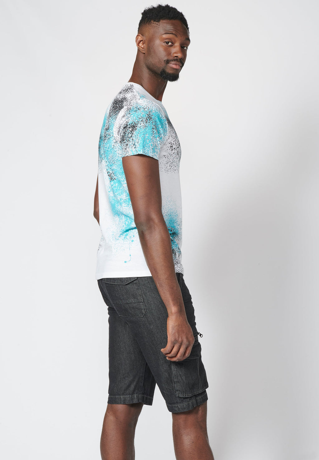 Camiseta Manga Corta Hombre Estampado Salpicaduras – Koroshi 2211MC39