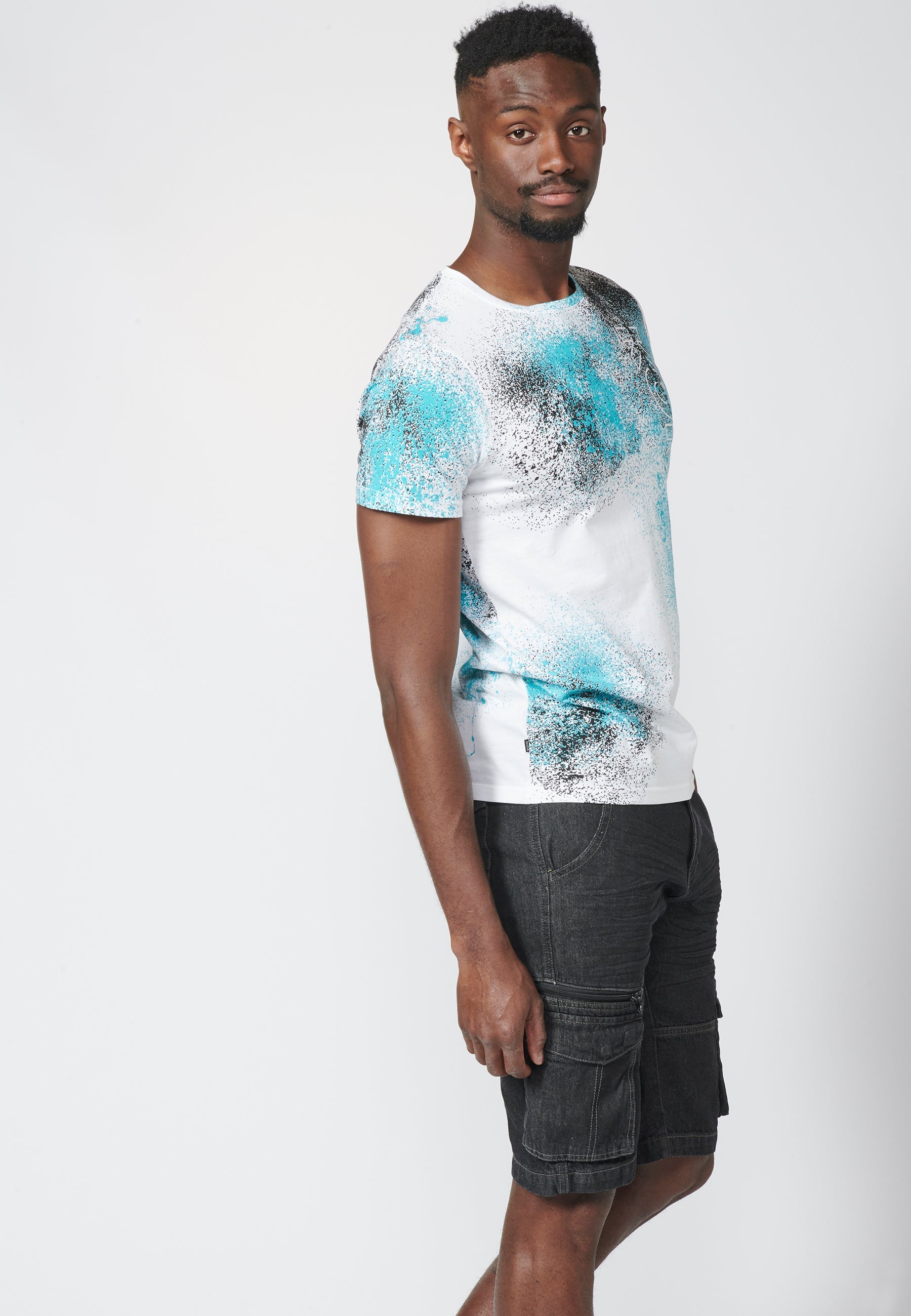 Camiseta Manga Corta Hombre Estampado Salpicaduras – Koroshi 2211MC39