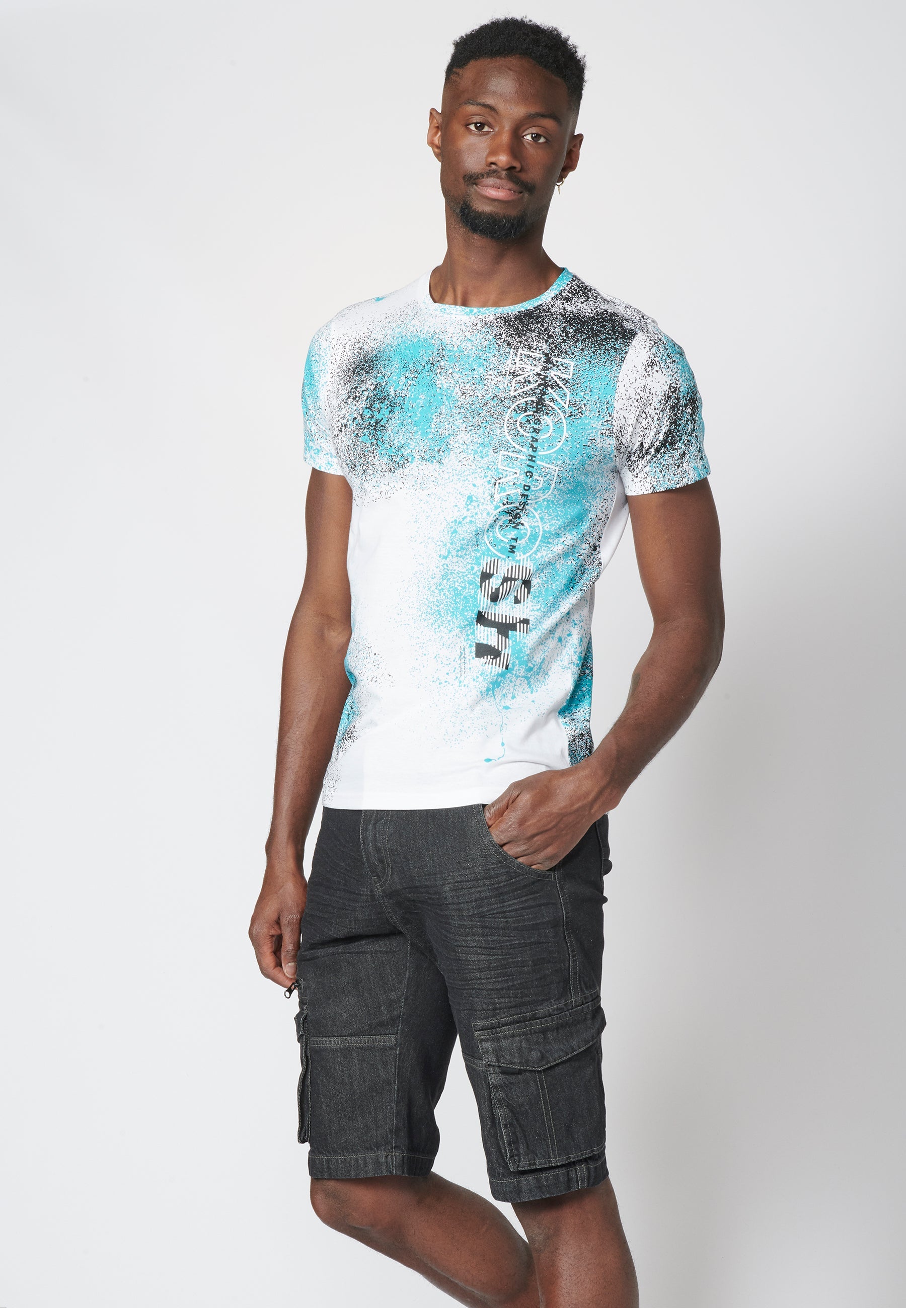 Camiseta Manga Corta Hombre Estampado Salpicaduras – Koroshi 2211MC39