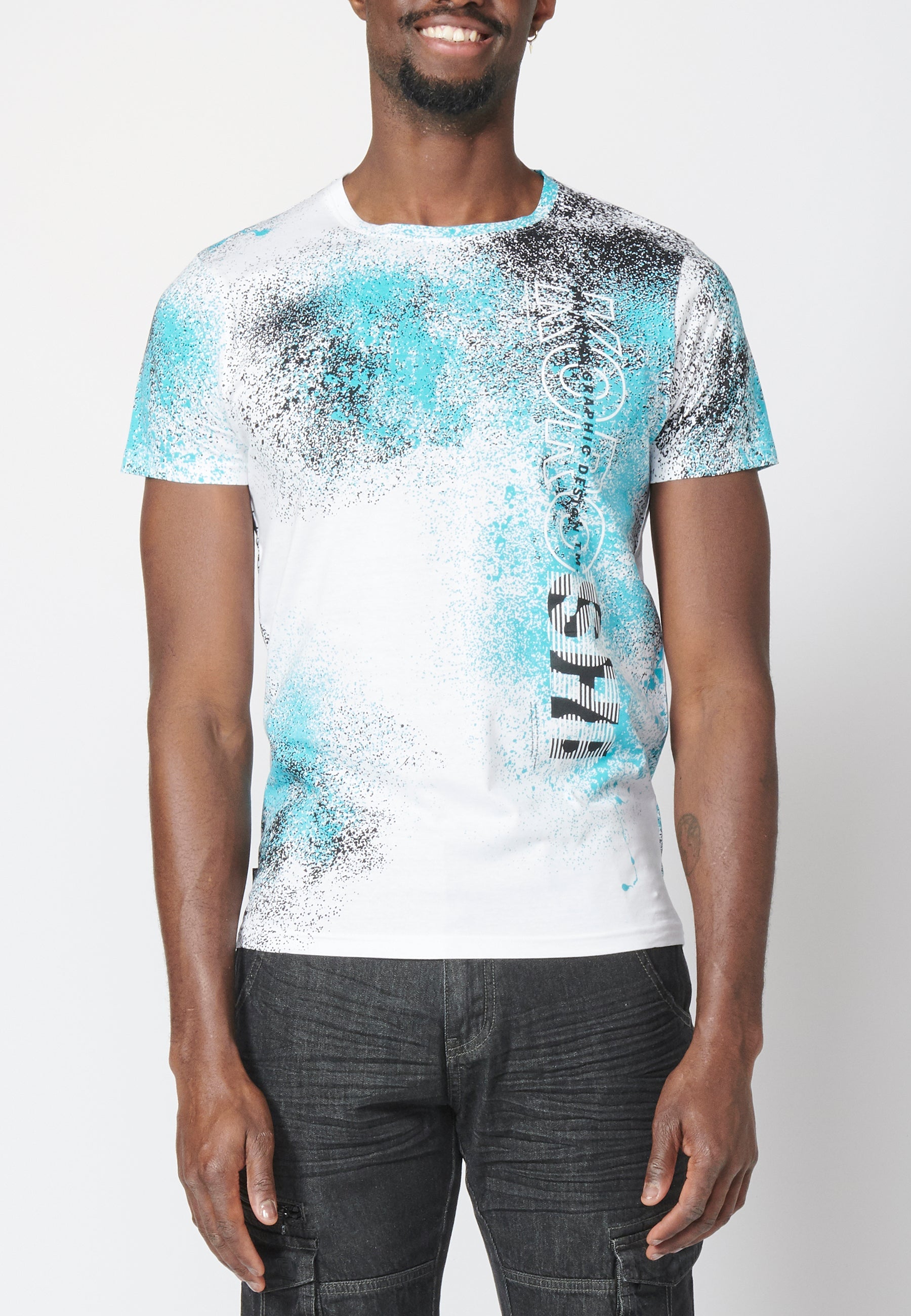 Camiseta Manga Corta Hombre Estampado Salpicaduras – Koroshi 2211MC39
