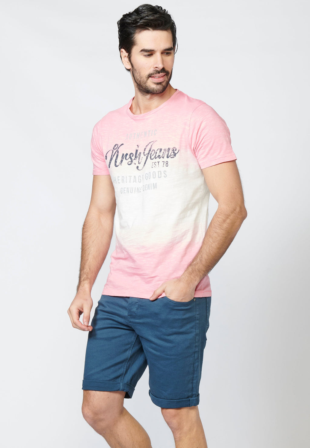 Camiseta Hombre Manga Corta Estampado Dip Dye – Koroshi 2211MC41