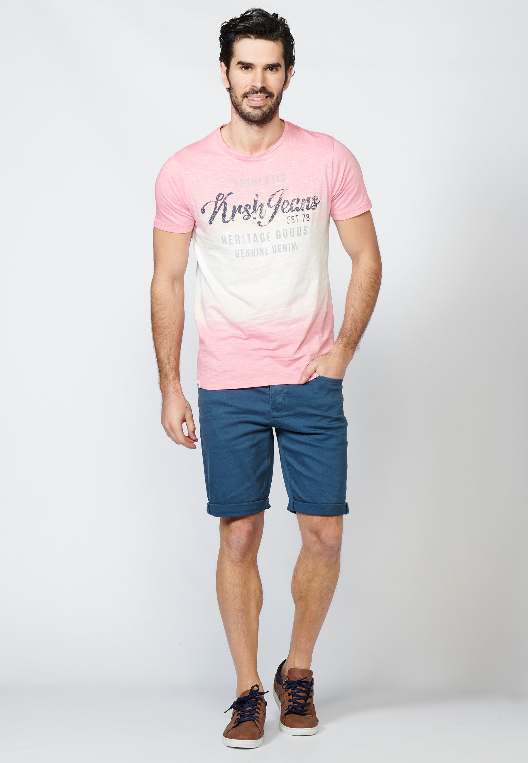 Camiseta Hombre Manga Corta Estampado Dip Dye – Koroshi 2211MC41