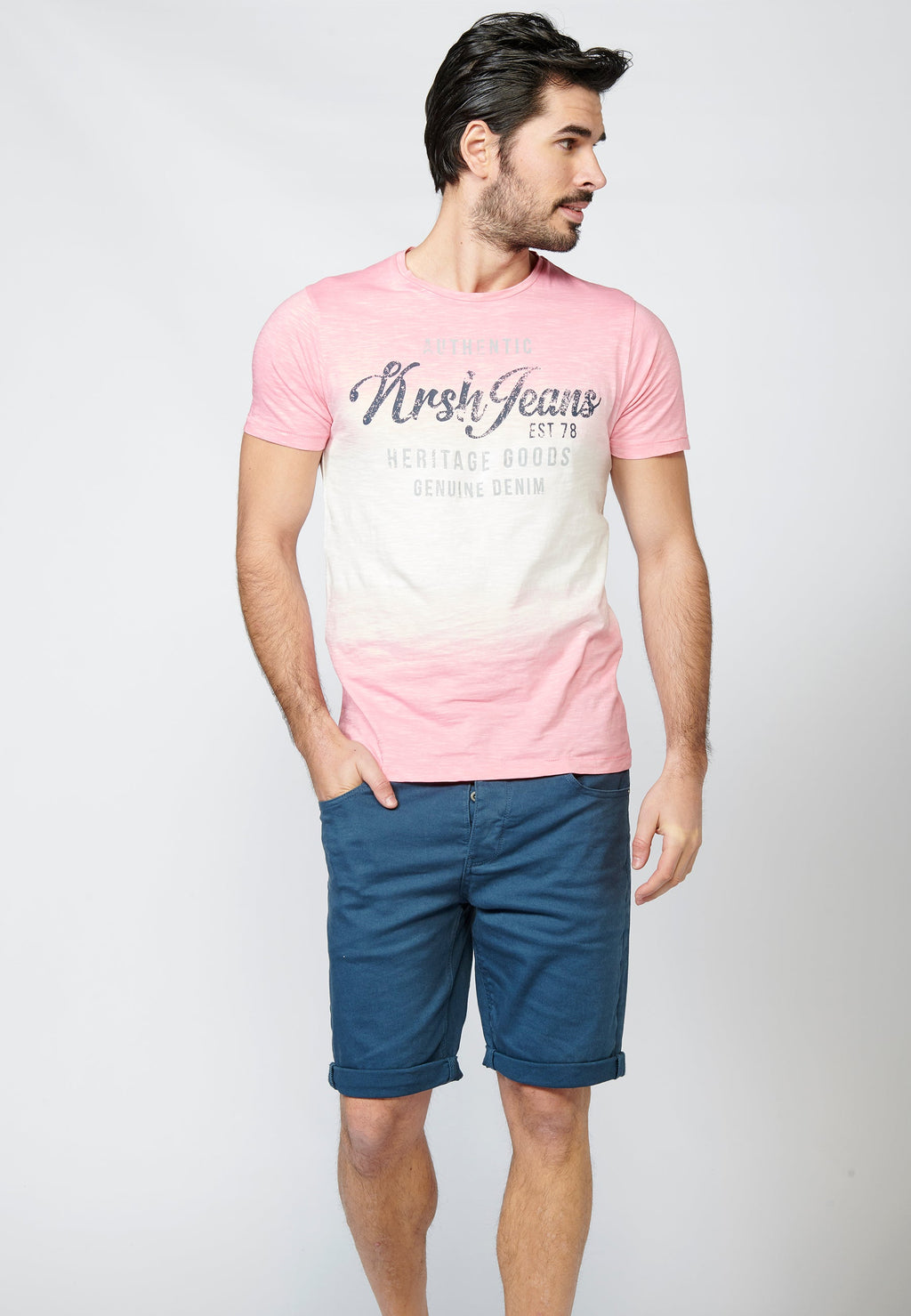 Camiseta Hombre Manga Corta Estampado Dip Dye – Koroshi 2211MC41