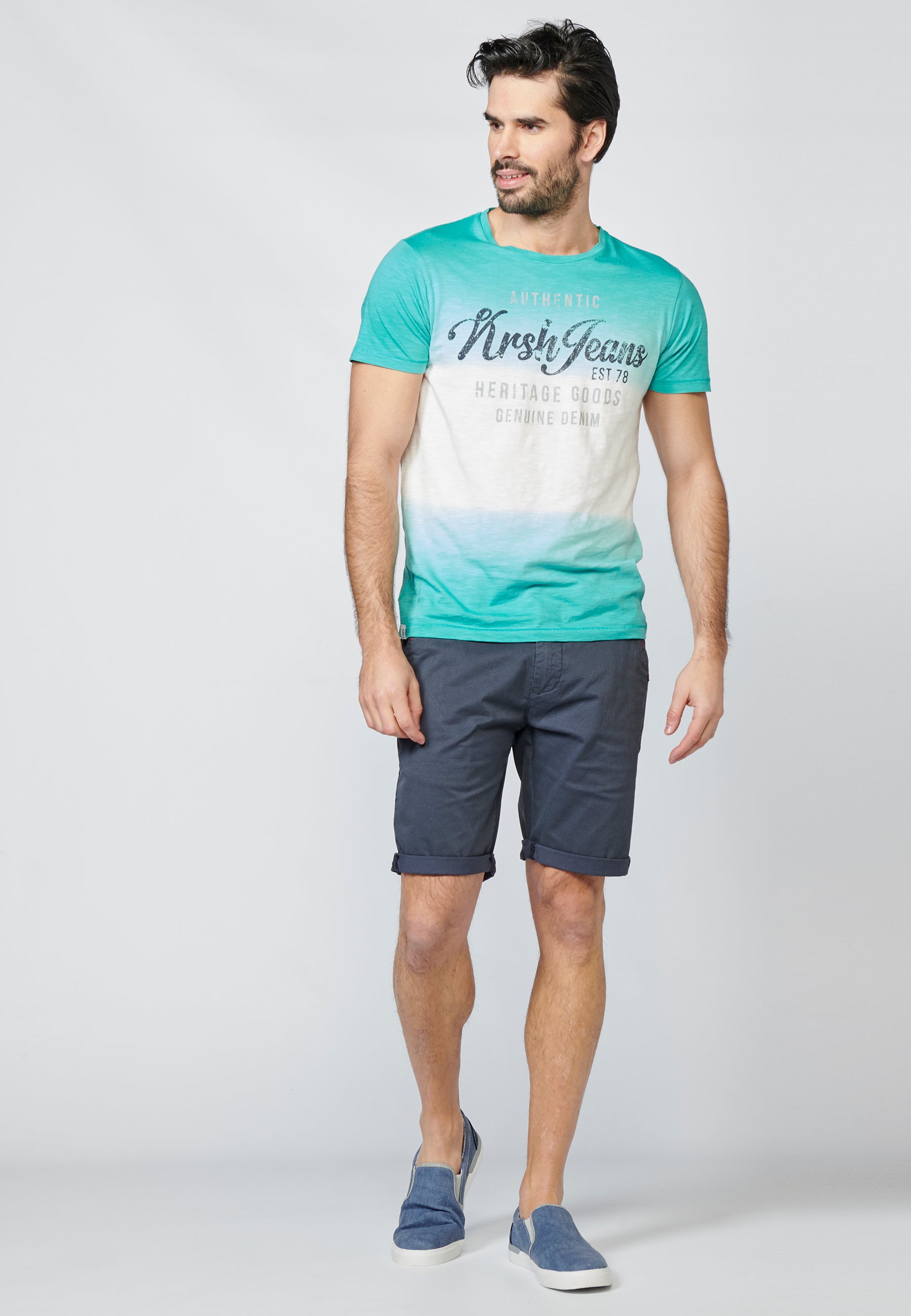 Camiseta Hombre Manga Corta Estampado Dip Dye – Koroshi 2211MC41