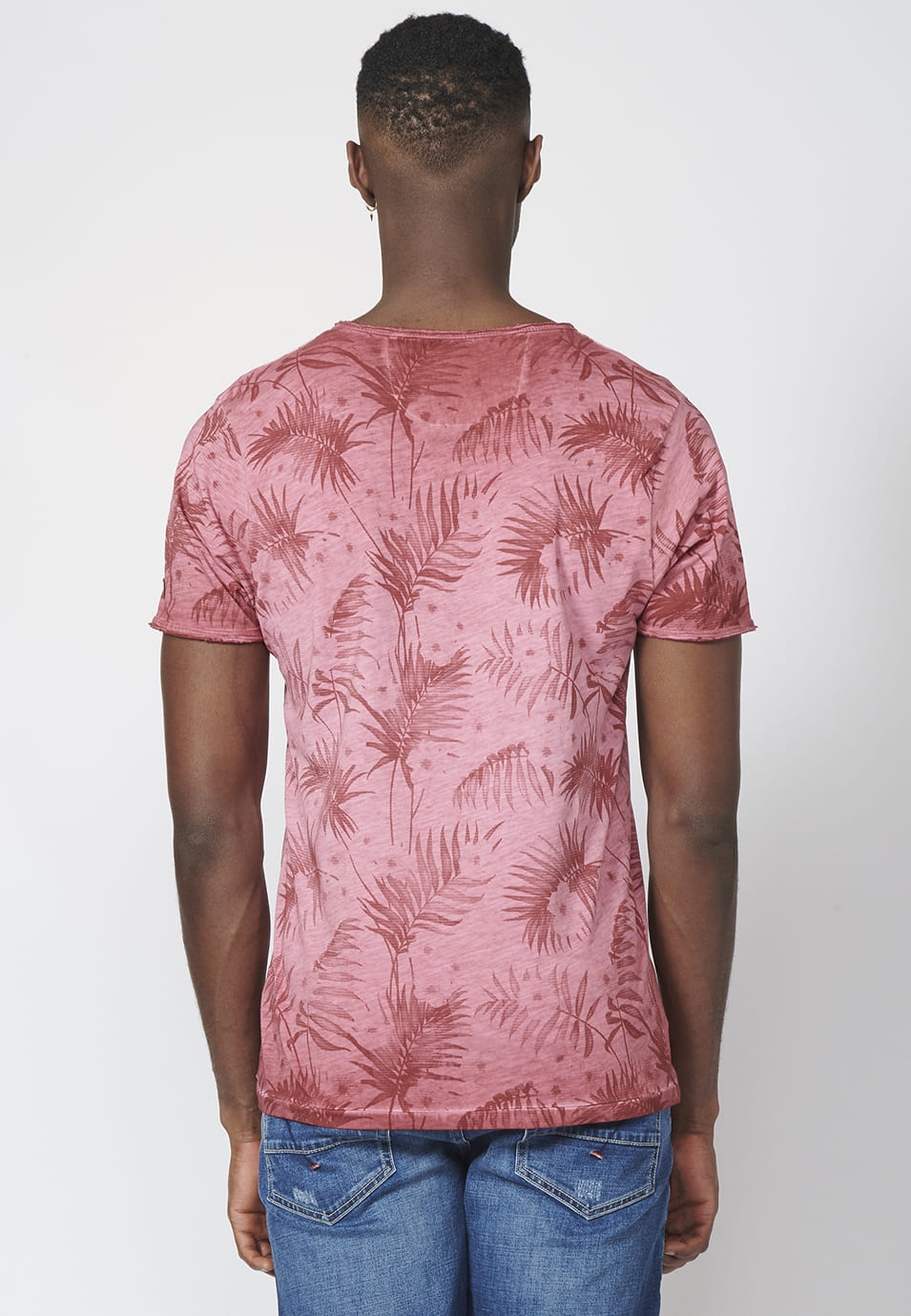 Camiseta Hombre Manga Corta Estampado Tropical – Koroshi 2211MC44