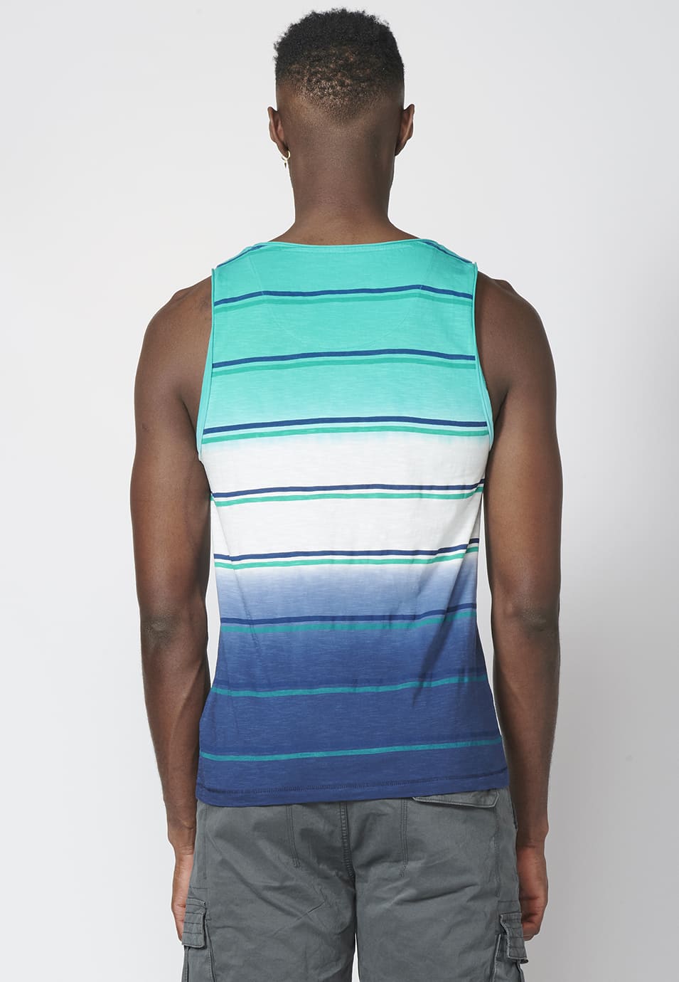 Camiseta de Tirantes Hombre Rayas Degradadas con Bolsillo – Koroshi Multicolor