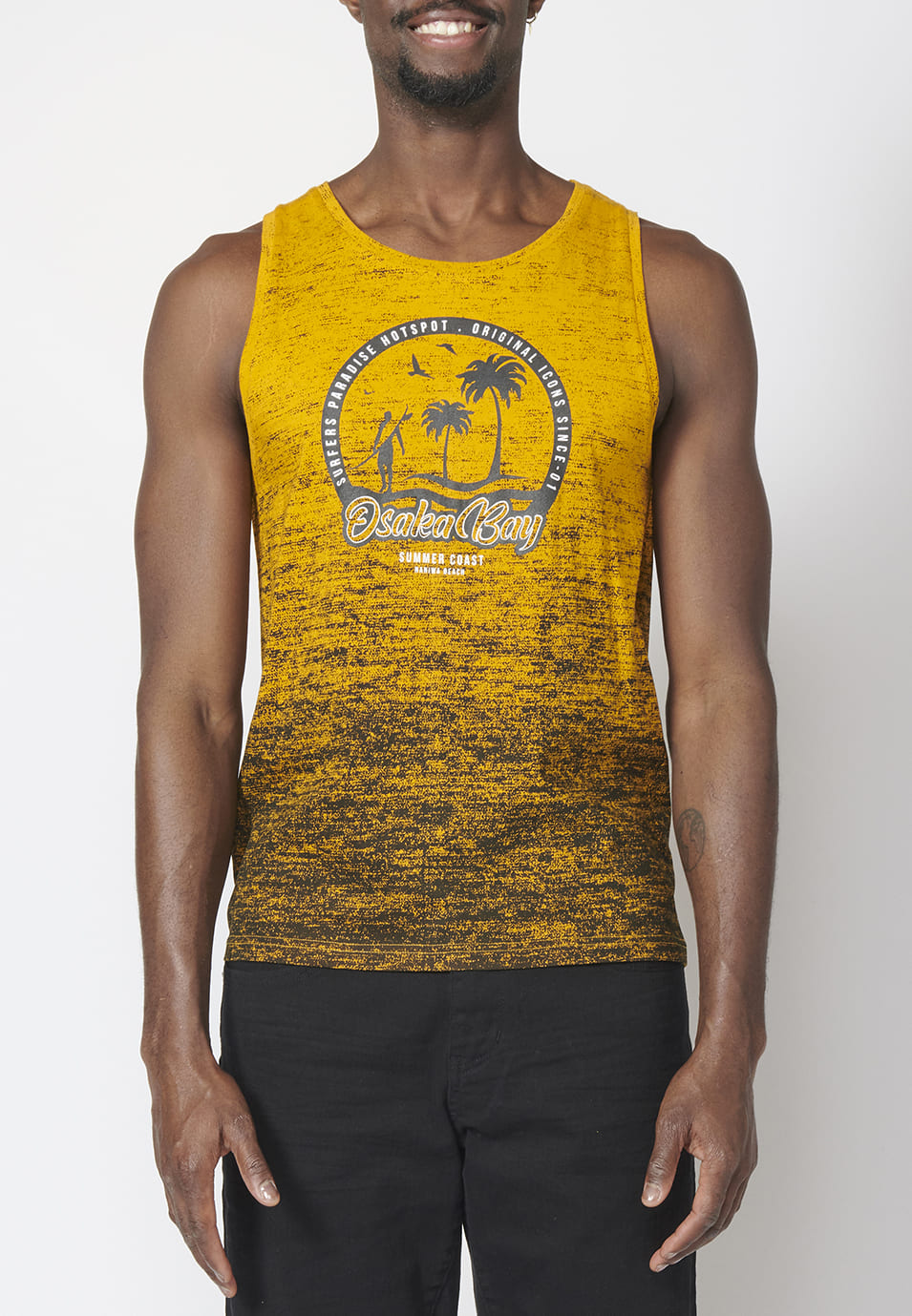 Camiseta de Tirantes Hombre Estampado Surfero Degradado – Koroshi 2211MS02