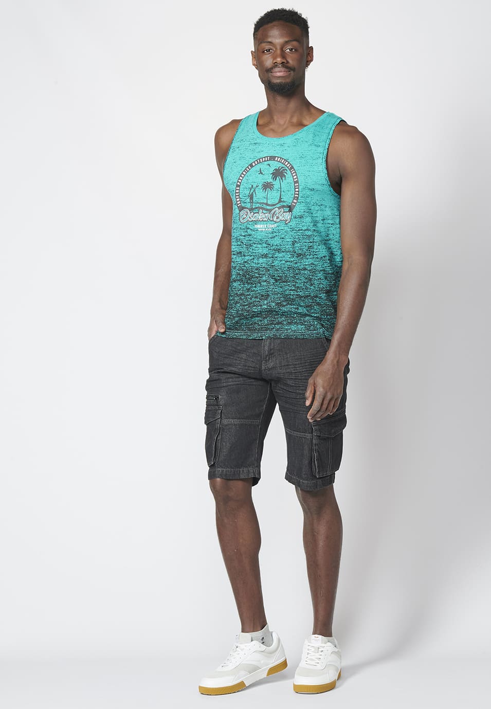 Camiseta de Tirantes Hombre Estampado Surfero Degradado – Koroshi 2211MS02