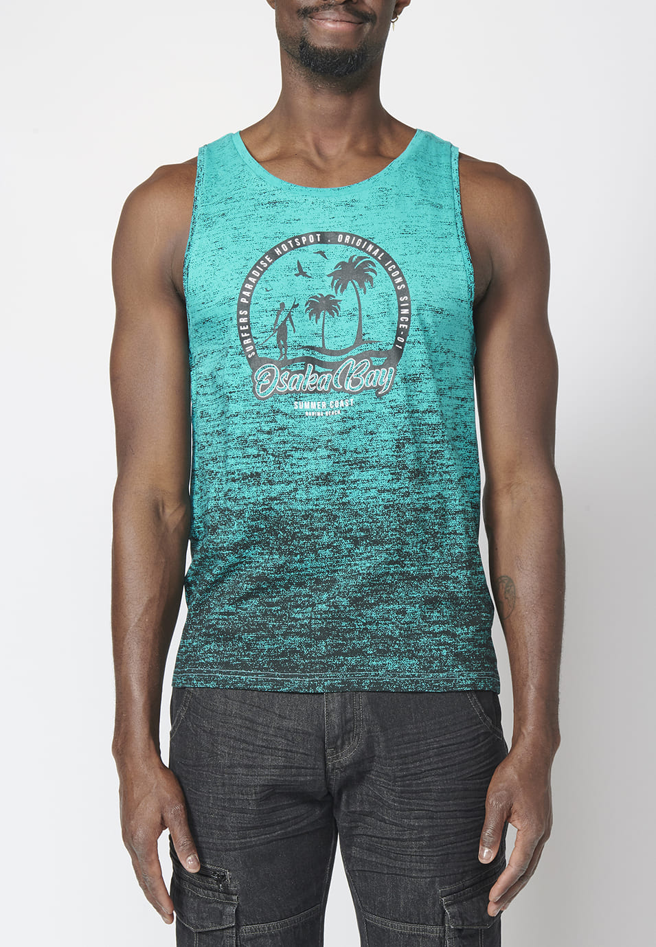 Camiseta de Tirantes Hombre Estampado Surfero Degradado – Koroshi 2211MS02