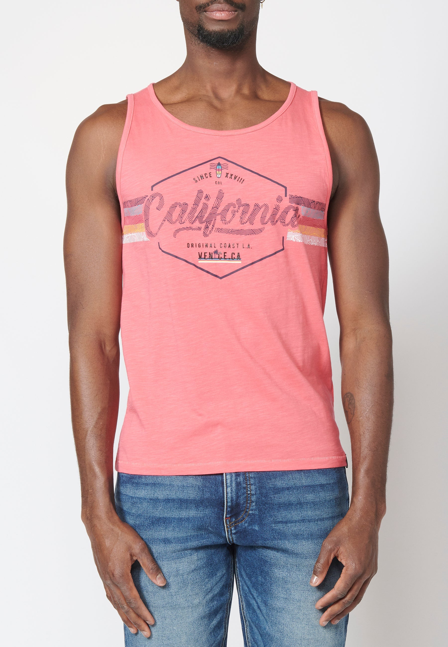 Camiseta de Tirantes Hombre Estampado California – Koroshi 2211MS03