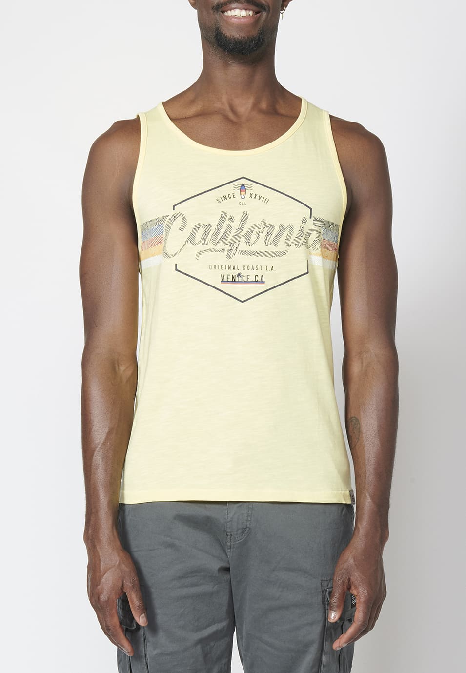 Camiseta de Tirantes Hombre Estampado California – Koroshi 2211MS03